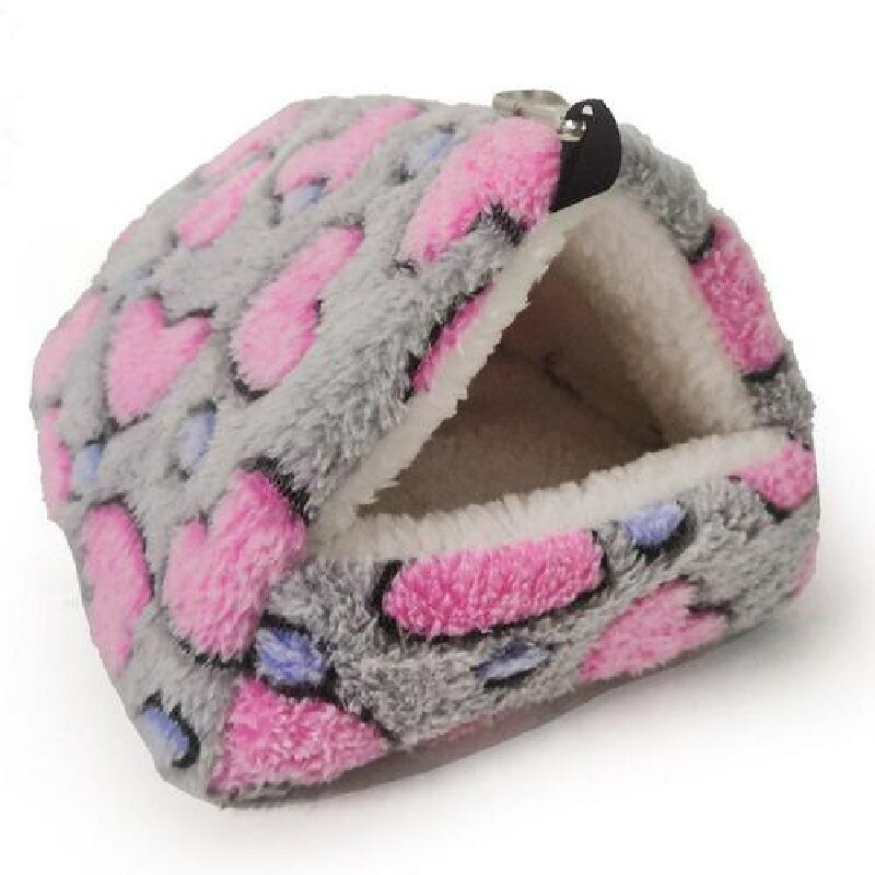 Couverture chaude Hamster en peluche Hamster maison miel lit sac de couchage perroquet diable écureuil Mini hérisson nid Cage pour animaux de compagnie fournitures: Pink Heart / 22x21 cm