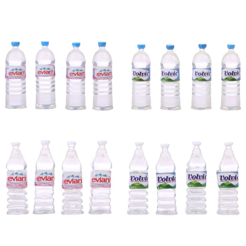 OOTDTY Verkoop 4pcs 1:12 Speelgoed Water Flessen Set Poppenhuis Miniatuur Drinken Accessoire