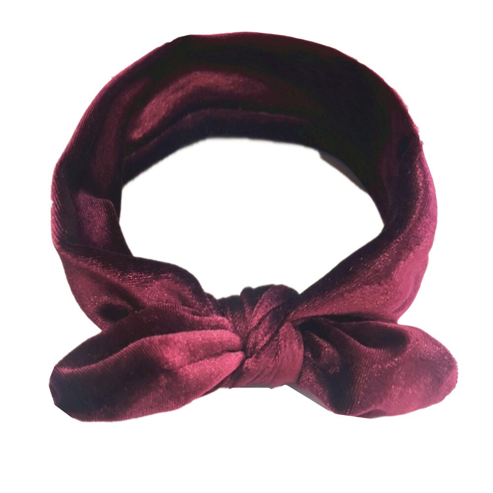 Gloednieuwe Peuter Baby Meisjes Fluwelen Lint Hair Bows Hoofdbanden Bunny Oren Grote Boog Haarbanden Candy Kleur Solid hoofddeksels: J