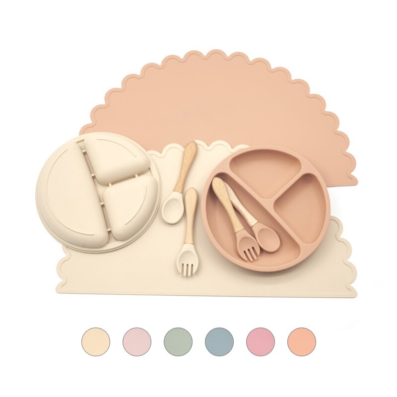 Silicone Baby Feeding Plate Non-slip Suction Tableware for Babi Kids Dishes Infant Food Bowl for Children Pratos Kids Plate