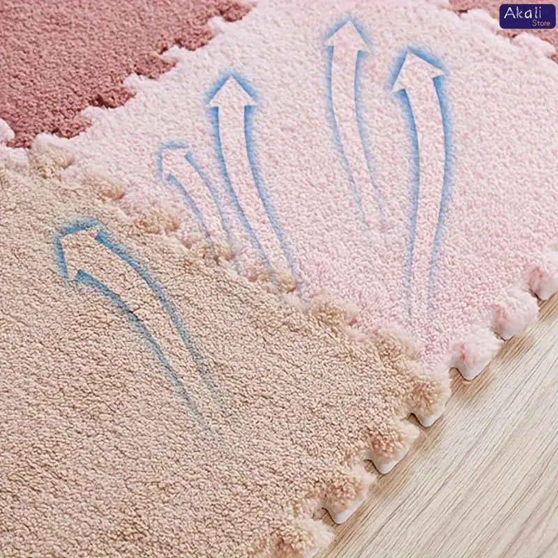 Soft Fluffy Puzzle Foam Floor Mat-Interlocking Square Play Mat Tiles for Kids Baby Nursery,Non-Slip Carpet Rug bedroom rug