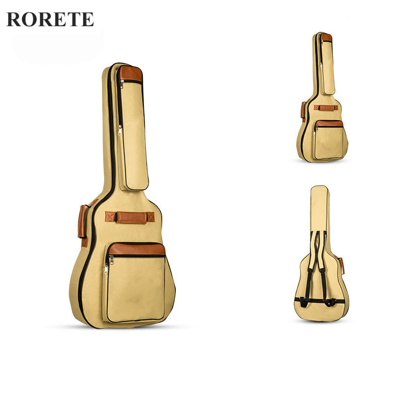 waterproof thicken guitar bag 41 inch double-shoulder electric guitar bass 39inch classical guitar parts: Khaki