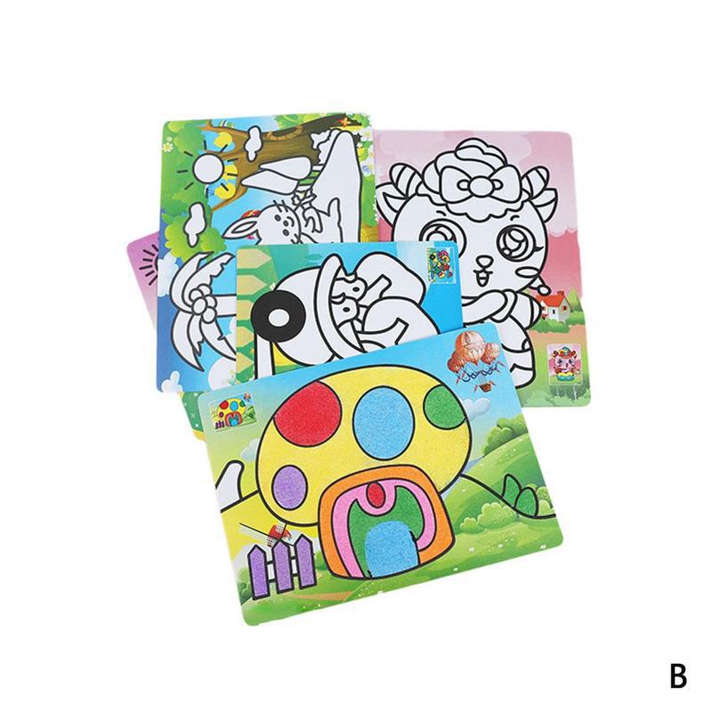 Diy Handmade Color Sand Painting Children Art Color Paper Painting Sand Picture Painting Crafts Graffiti N2H6: B