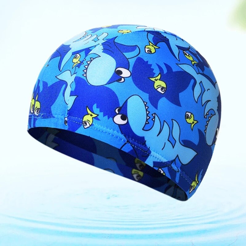 Gorro impermeable para natación para niños y bebés, gorros elásticos con estampado de dibujos animados, para deportes en la piscina, para niños de 3 a 9 años