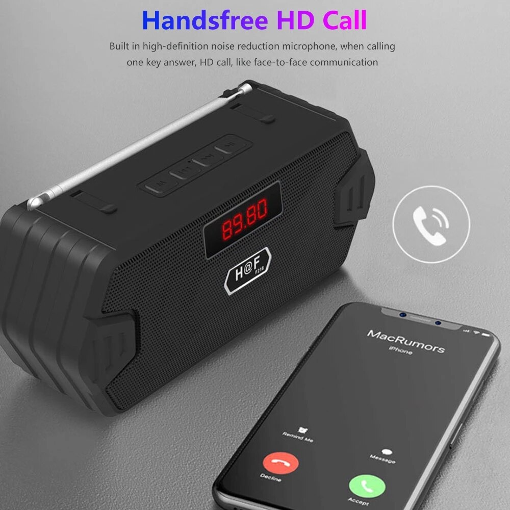 Receptor de Radio FM para exteriores, altavoz inalámbrico Aux portátil, Subwoofer Bluetooth, barra de sonido de música, barra de graves, Hifi, Bluetooth, hogar