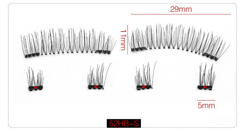 Magnetic Eyeashes with 2 Magnet Tweezers Set Natural False Eyelash Acrylic Box Packaging Magnet Lashes Makeup Tool: 52HB Lashes