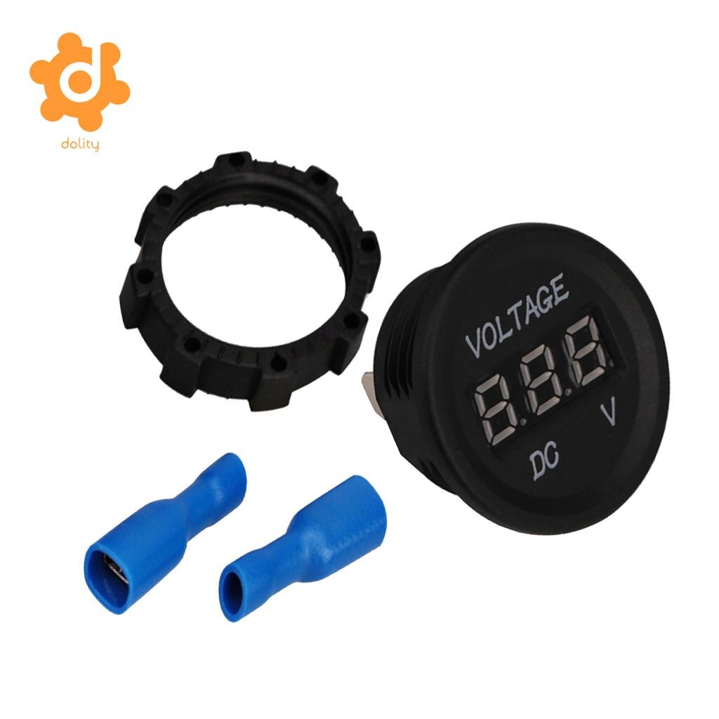 Dc 12 V-24 V Auto Motorfiets Ronde Digitale Panel Voltmeter Volt Meter Groene Led