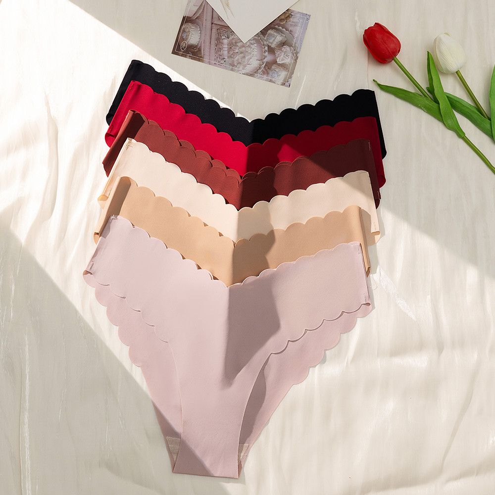 Lenjerie intimă pentru femei, chiloți de mătase fără cusături, cu talie joasă, bikini sexy, slipuri, margini ondulate solide, lenjerie intimă moale