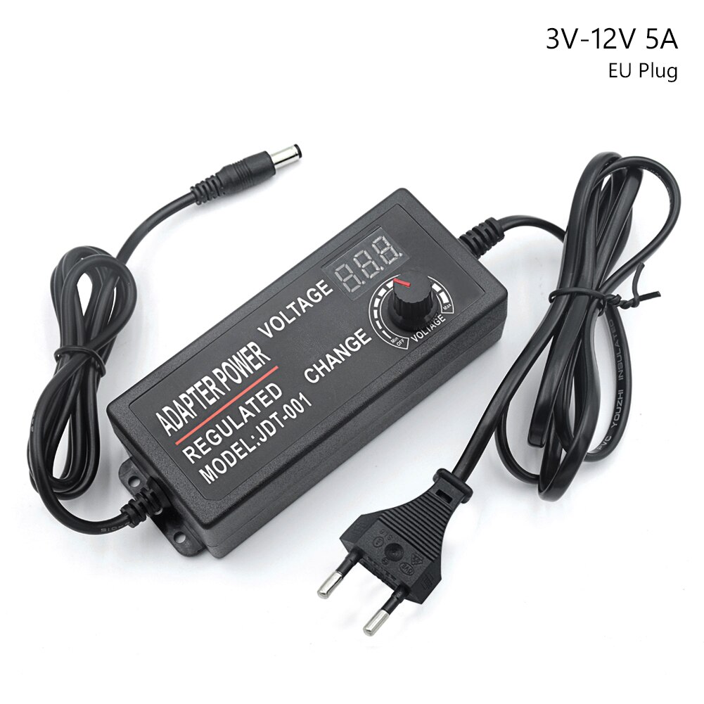 Ac 100-240V Dc 3-24V/ 3-12V 2A/5A 48W/60W Max Verstelbare Adapter Voeding Us/Eu Type Led Display Adapter Volt Gereglementeerde