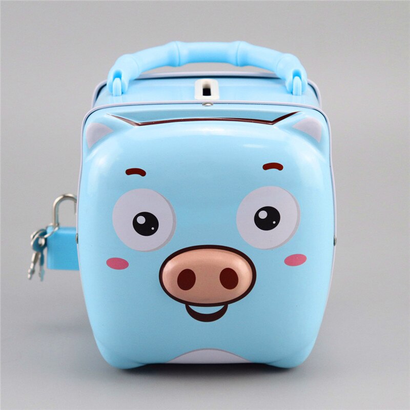 BENQING Handicrafts Display Piggy Bank Cartoon Piggy Bank Toy Children's Change Box For Kids WR146: Blue