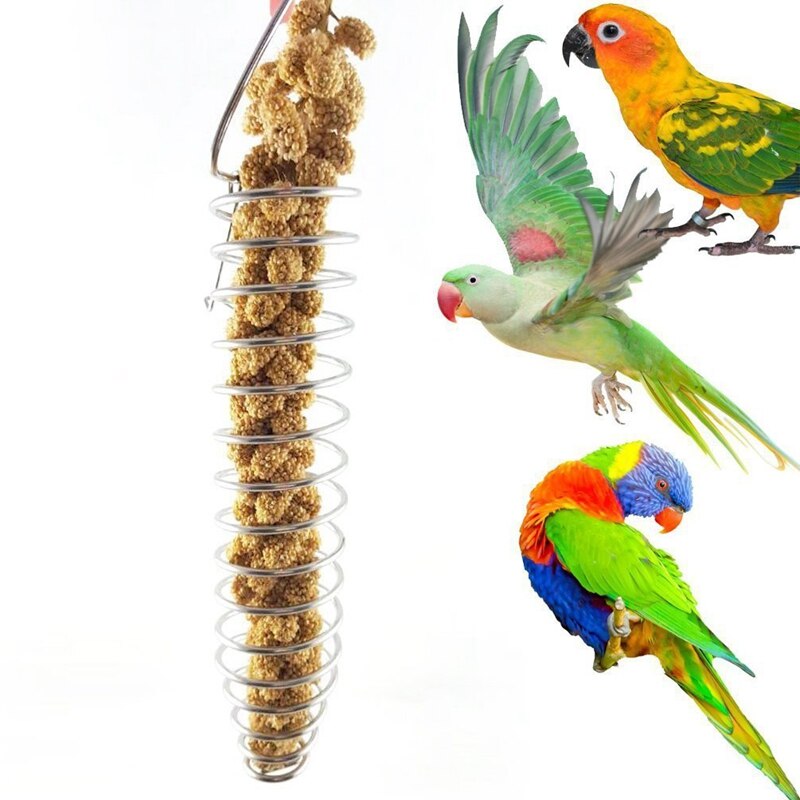 Spiraal Vogels Feeder, Gierst Behandelen Fruit Houder Voor Papegaai-Rvs