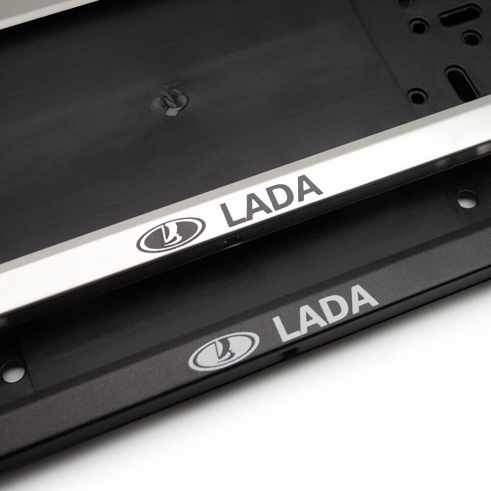 2 uds. Marco para matrícula de acero inoxidable LADA EU para matrícula de coche RUS, soporte para matrícula de coche, accesorios para coche