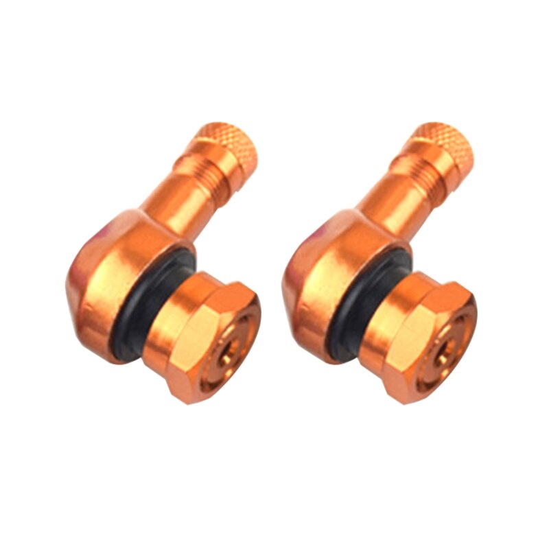 Vástago de válvula de aleación de aluminio con ángulo de 90 grados, vástago de válvula para neumático sin cámara de motocicleta CNC, 2 uds., para piezas de rueda de llanta de 11,3mm: Naranja