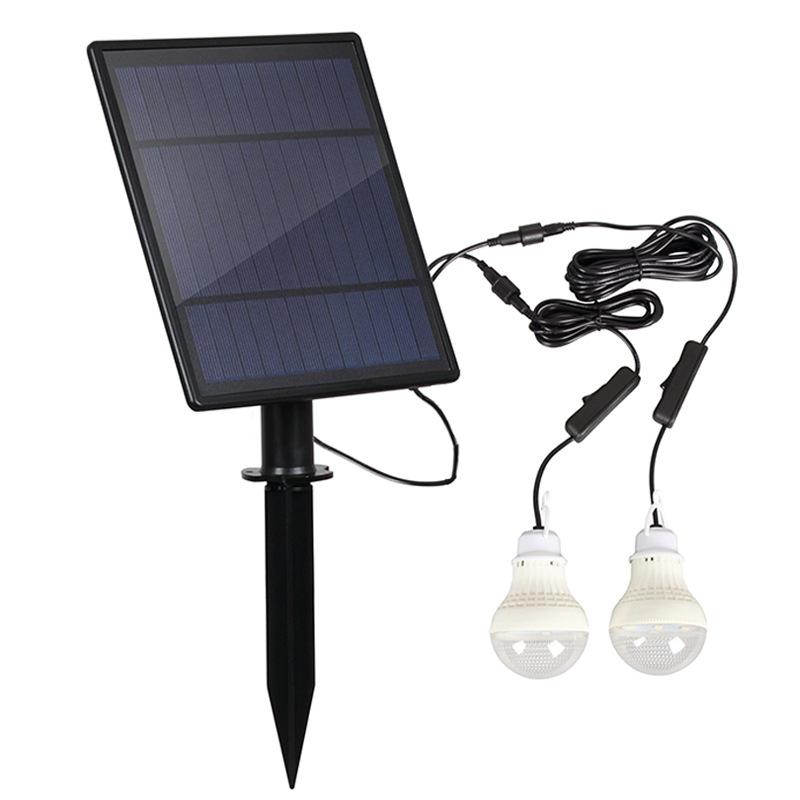 Garden Solar Lamp Retro Pull Rope Switch Pendant Light Hanging Solar Lamp Energy Saving Emergency Outdoor Camping Light: 2 bulbs 5W