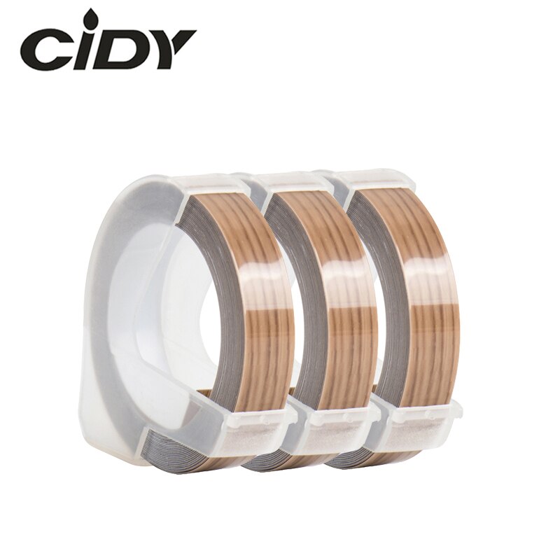 CIDY 3 rolls 9mm * 3m Dymo 3D Plastic Hout Kleur Embossing Tapes voor Embossing Label Makers DYMO 1011 1610 12965 MOTEX E101