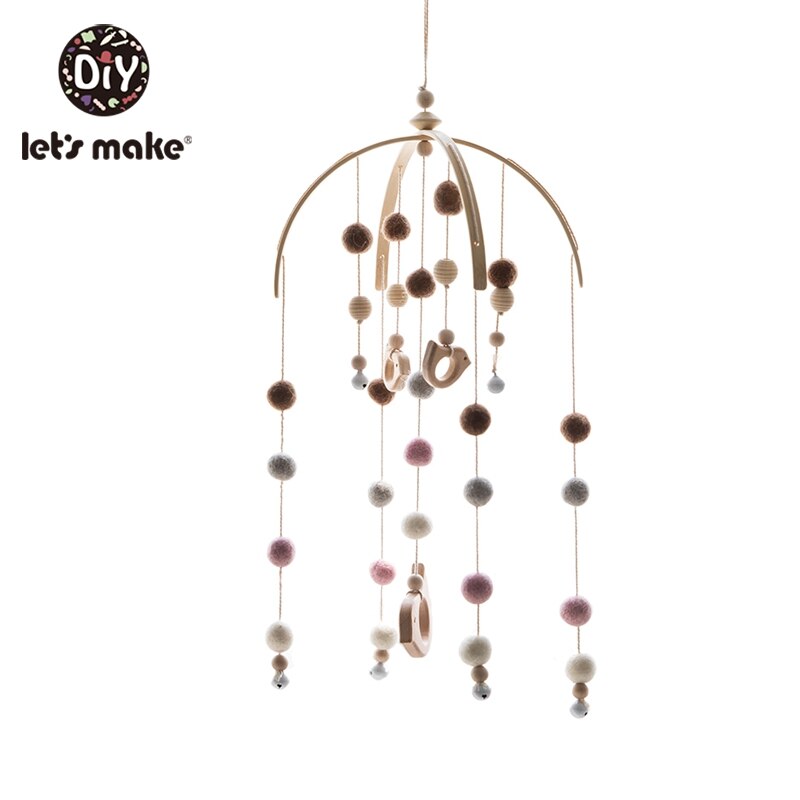 Let's Maken Houten Baby Bed Speelgoed Wieg Mobiele Baby Kamer Kinderwagen Muziek Baby Vilt Wol Bal Rammelaars Houten Bijtring speelgoed: Bird Set