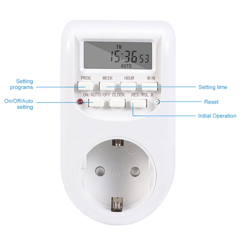 Digital Timer Electronic Switches EU Plug Socket Kitchen Timer Outlet 220V 50HZ 10A Programmable Timing Smart Socket