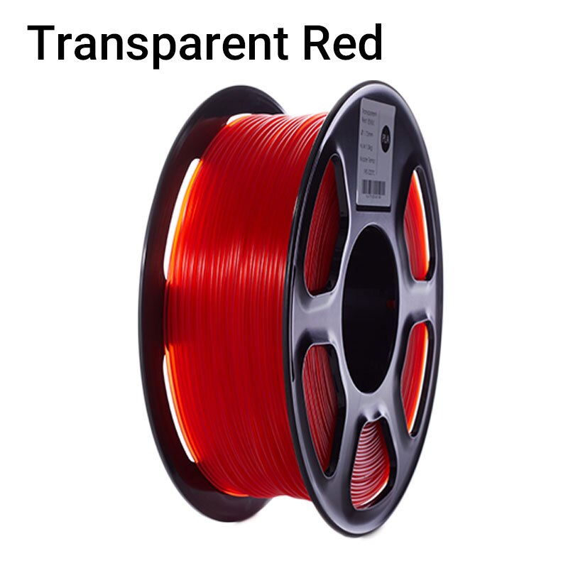 Topzeal-filamento pla de plástico transparente para impressora 3d, 1.75mm, 1kg, material para impressão 3d, série transparente: Transparent Red