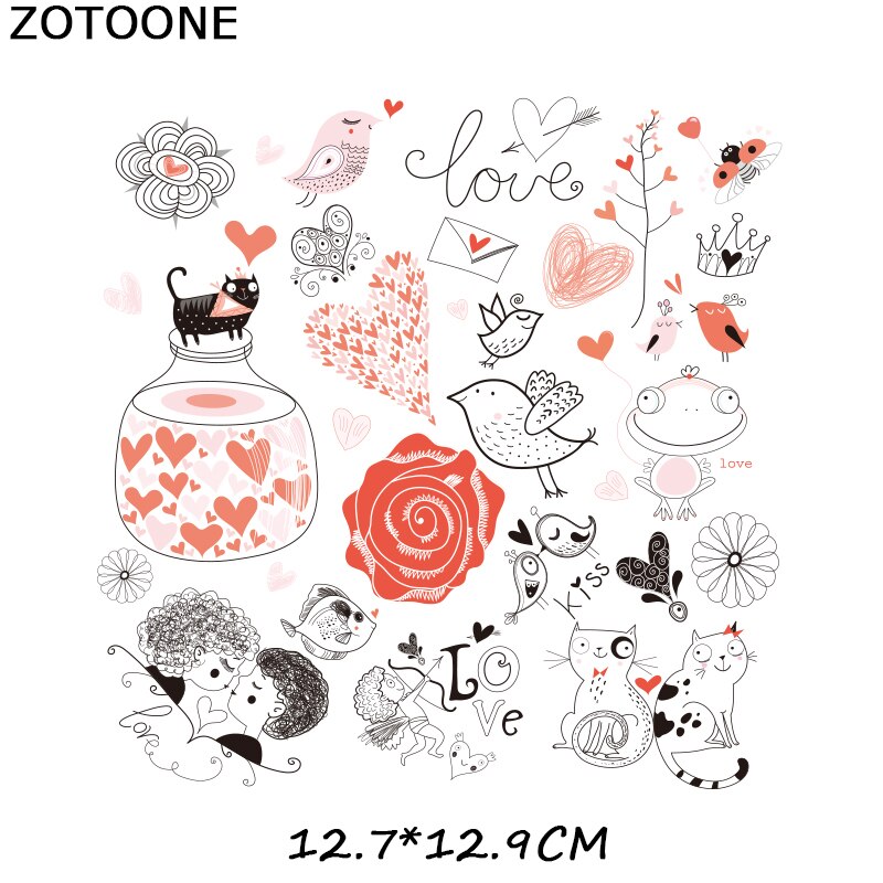 Patches Voor Kleding Ijzer Op Heat Transfers Applique Diy Bloem Dier Set Patch Gedrukt Toepassing Thermo Stickers D: 1642