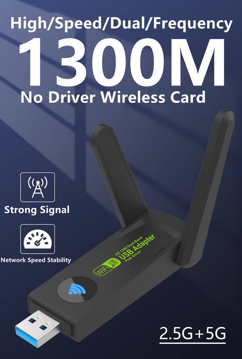 Lcckaa 1300 MBit/s USB-WLAN-Adapter ac1300 Dualband 2,4 GHz 5GHz WLAN mit Antenne 802,11 b/n/g/AC Computer PC-Netzwerk karten empfänger