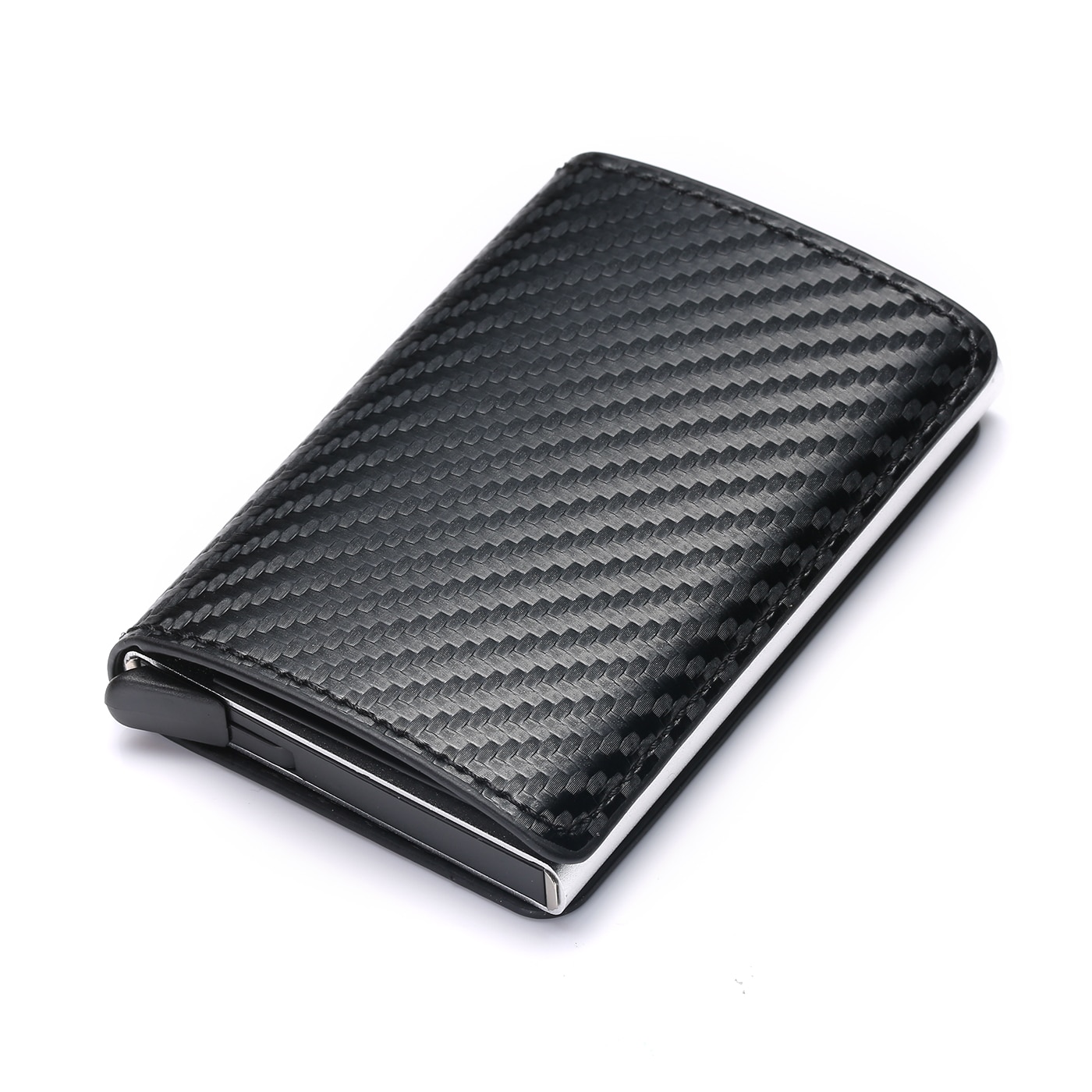 Bisi Goro Blocking RFID Credit Card Wallet Card Holder Metal Slim Wallet Aluminum 13 Colors Card ID Holder: X-12C Tanxian black