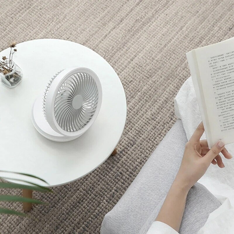 Edon-ventilador de circulación de aire suspendido inalámbrico E808, recargable por USB, eléctrico, plegable, luz nocturna, Control táctil, 4 velocidades del viento