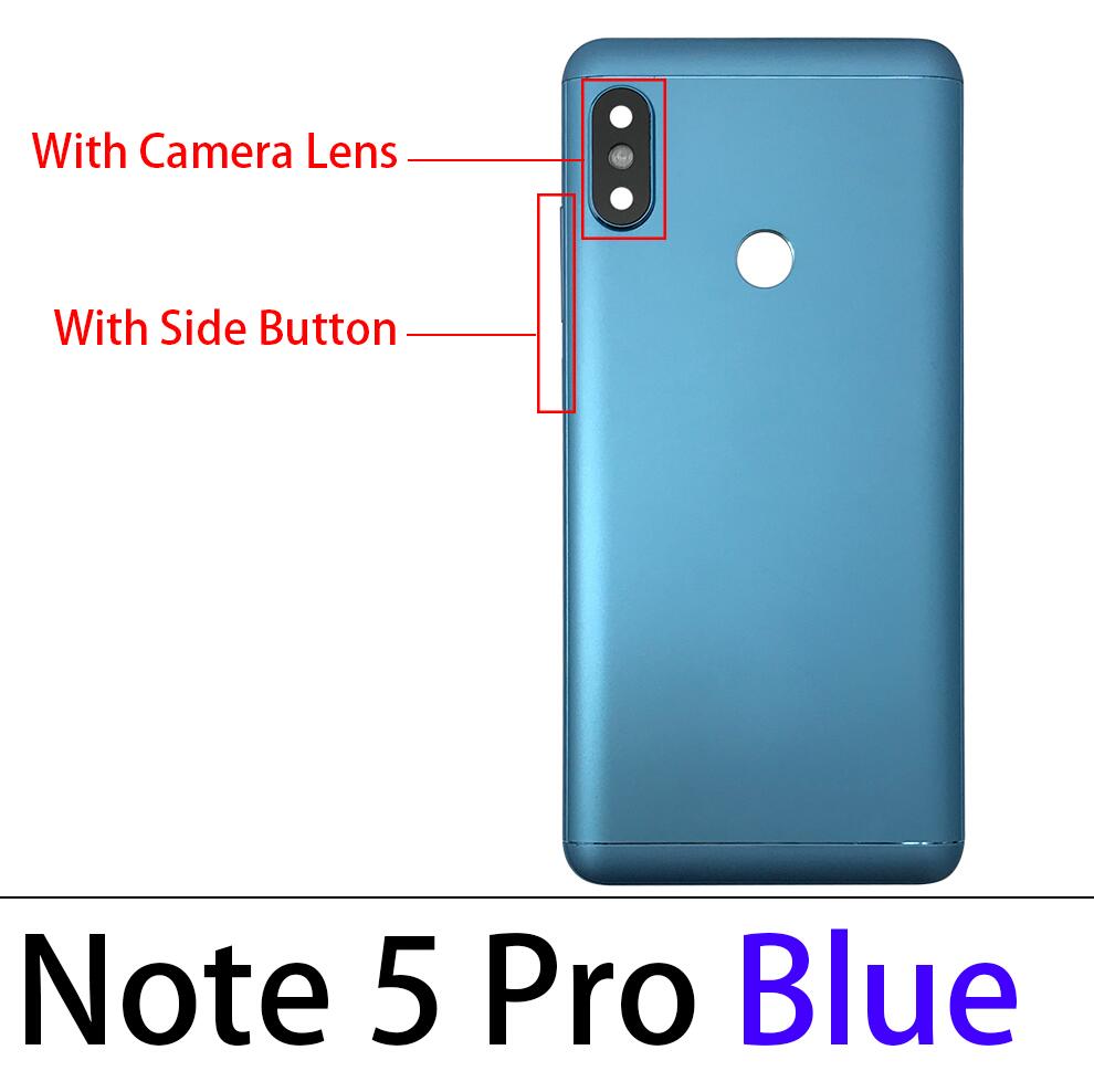 Batterij Back Cover Voor Xiaomi Redmi Opmerking 4X 5 6 Note5 Note6 Pro Terug Batterij Deur Achter Behuizing Met volume Side Knop Sleutel: Note5 Pro blue