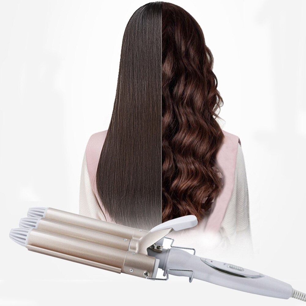Grande vague bigoudi Triple seau cheveux Style eau ondulation Triple baril bigoudi bâton électrique coiffure