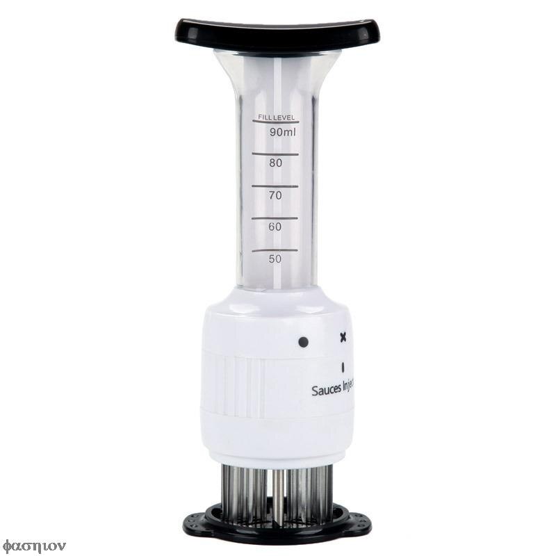 2-in-1 Meat Tenderizer Marinade Sauces Injector BBQ Steak Meat Beef with Stainless Steel Needle