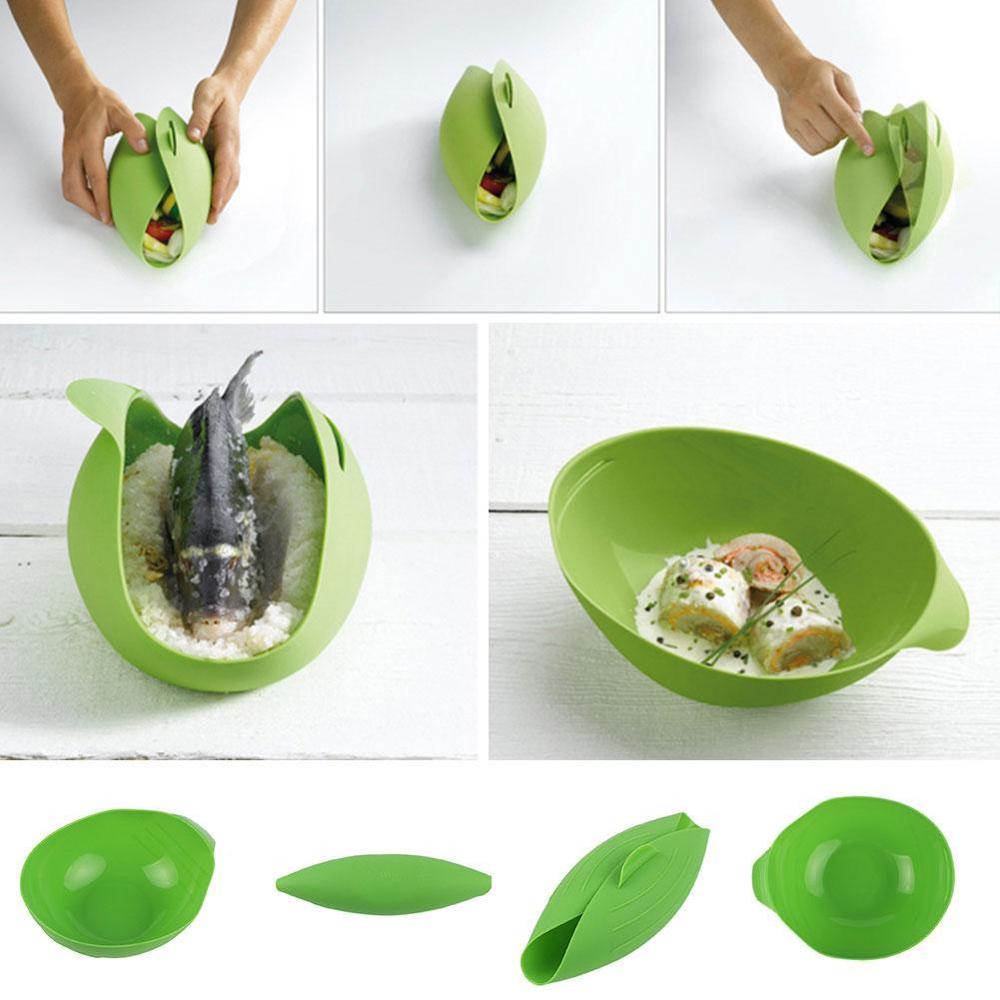 Plancha de vapor para horno microondas de cocina, utensilio de cocina de silicona plegable para alimentos, pasta suave, R9P9, novedad de
