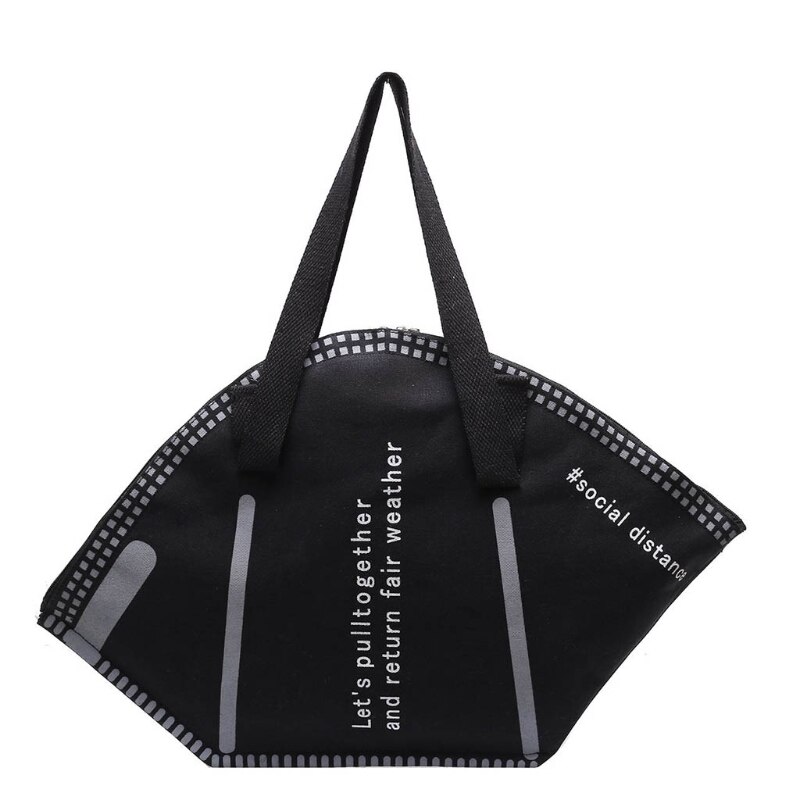 Tote Tas Voor Vrouwen (L/S) unieke Een En Alleen Masker Herbruikbare Multipurpose Voor Winkelen Boodschappentassen Portable: Black