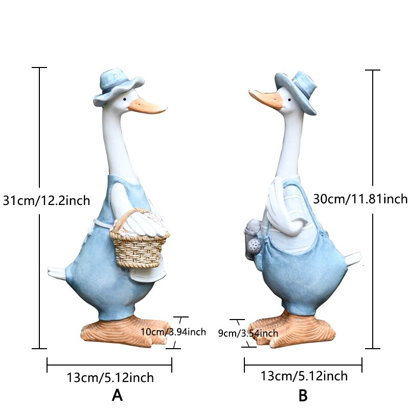 Duck Ornaments Resin Artificial Duck Garden Sculpture Animal Statue Couple Decoration Simulation Pond Decor Landscape Crafts: AB