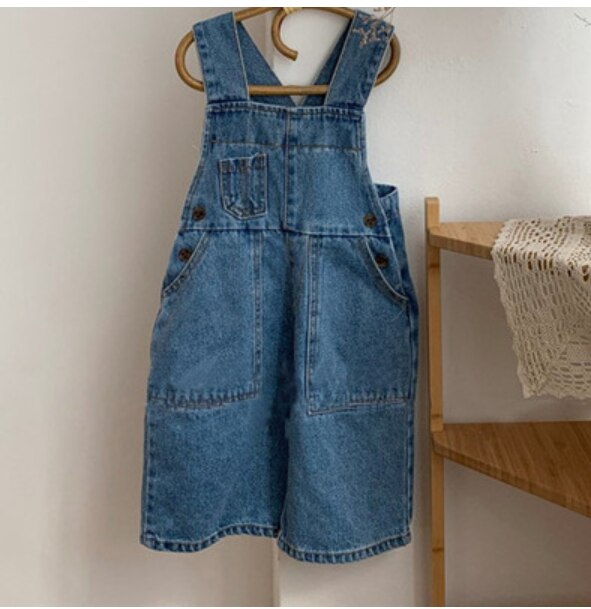 Baby boy flickoverall jeans vår barn bule haklapp overall byxor ledig mjuk tjej jeans jumpsuit barn breda ben: 100cm
