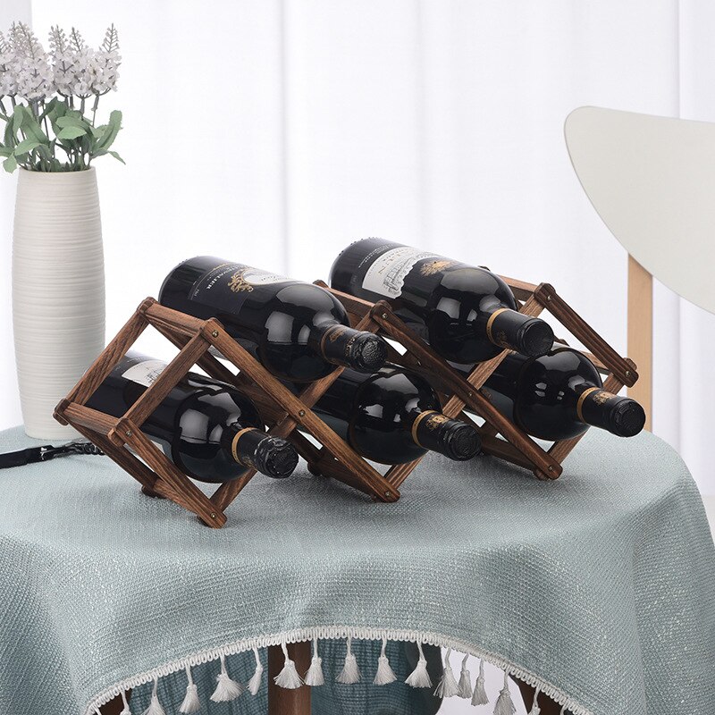 Trä rött vin rack 3/6/10 flaskställ vikbar trä display monter solid hylla utställningsarrangör