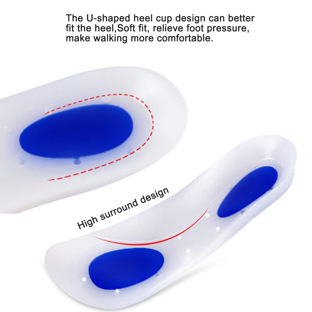 1 par silikone indlægssåler svangstøtte ortopædiske silikone sko indlæg hælskåle 3/4 smertelindrende plantar fasciitis indlægssåler unisex