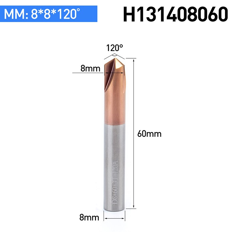 HUHAO 1PC Tungsten Carbide Straight Groove Chamfering Milling Cutter 60 /90 /120 Degrees CNC Tool For Engraving Machine End Mill: H131408060