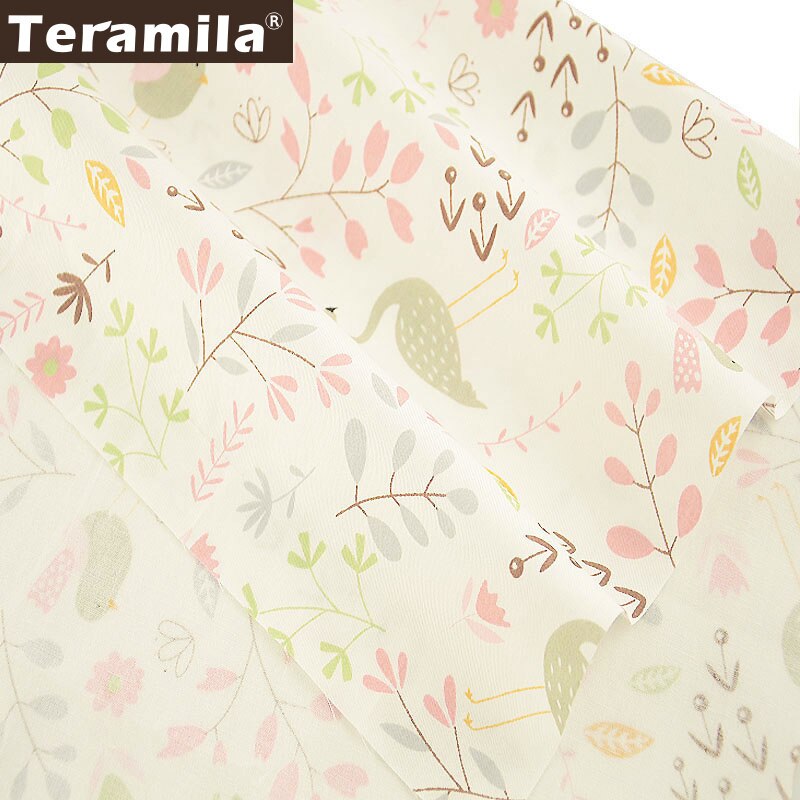 Teramila 100% Telas de Tecido Roupas DIY Material de Sarja de Algodão Tecido Rosa Tema Folhas e Animais Dos Desenhos Animados Estilo Scrapbooking