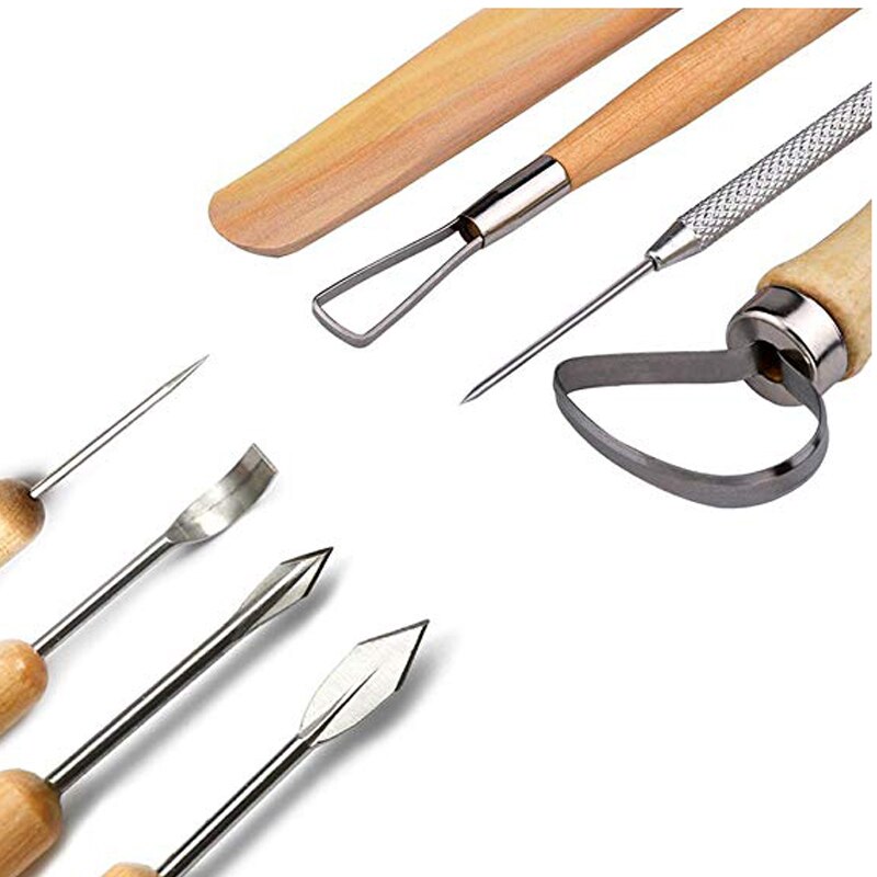 Pottery Tools Clay Sculpting Tool Set Wooden Handle Pottery Carving Tool Set Pottery Ceramics Fimo Modeling Carving Tool Kit