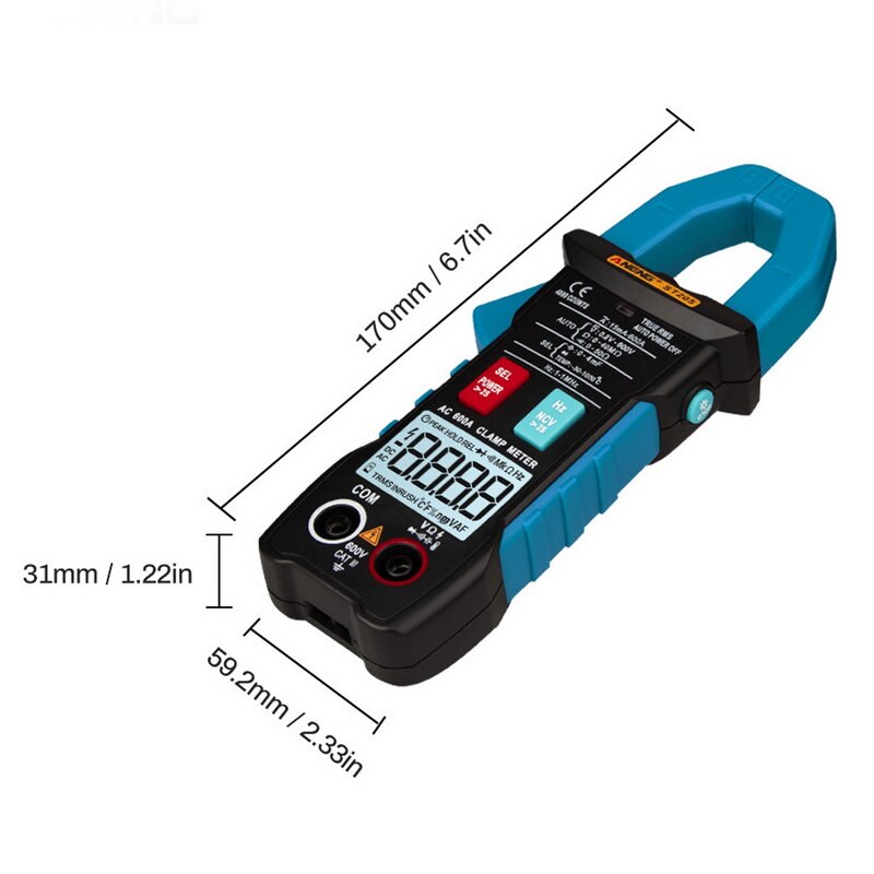Junejour digitale stroomtang analoge multimeter stroomtang dc/ac intelligente automatische bereikmeter met temperatuurtester