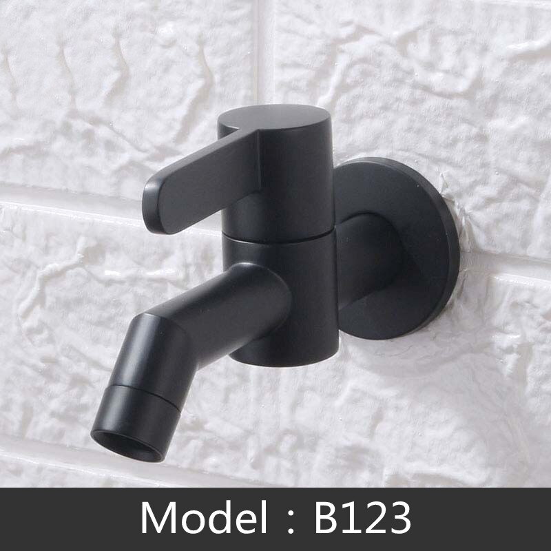 Grifos fríos individuales para baño y hogar, llave de baño de latón para montaje en pared, grifo decorativo para jardín al aire libre, negro, apertura rápida, wc: B123