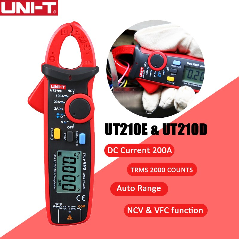 UNI-T UT210D UT210E Pro Digital Mini Clamp Meter AC DC Current True RMS Capacitance Tester Auto Range VFC Multi-Tester