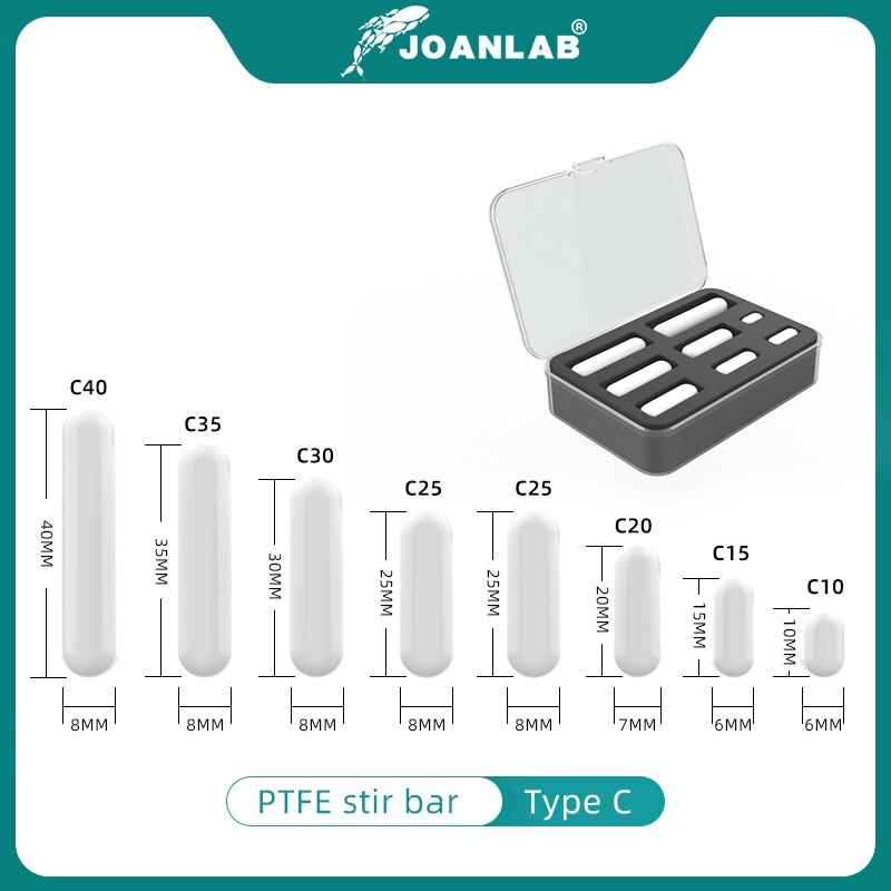 JOANLAB Official Store Magnetic Stirrer Stir Bar Size 15mm 20mm 25mm 28mm 30mm 35mm PTFE Magnetic Stirrer Mixer Stir Bars 10 pcs