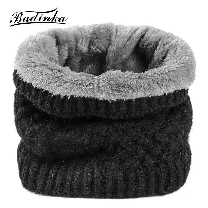 Winter Ladies Pink Red Warm Elastic Thick Knitted Circle Scarf Ring Women Men Faux Fur Neck Collar Warmer Plush Scarves