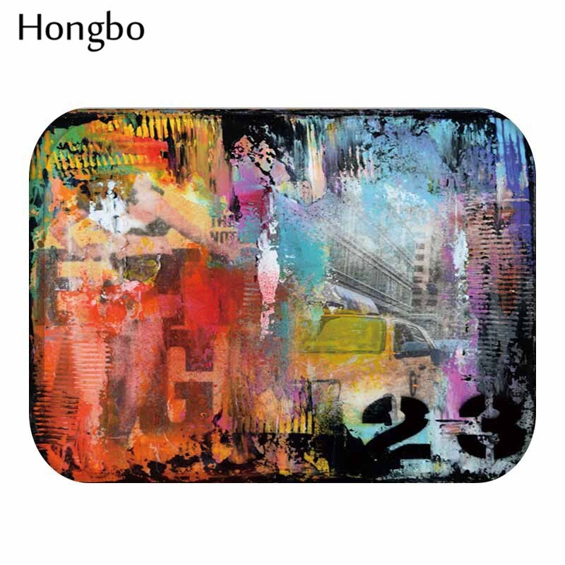 Felpudo antideslizante Hongbo moderno para el hogar, patrón de pintura, estera para piso de baño, cocina, baño, exterior, alfombra, decoración del suelo: 2
