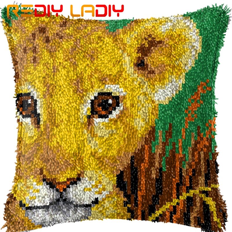 Housse de coussin pré-imprimée en toile avec crochet et animaux, motif hibou, taie d'oreiller en fil acrylique, loisirs créatifs, décoration d'intérieur: Bz764