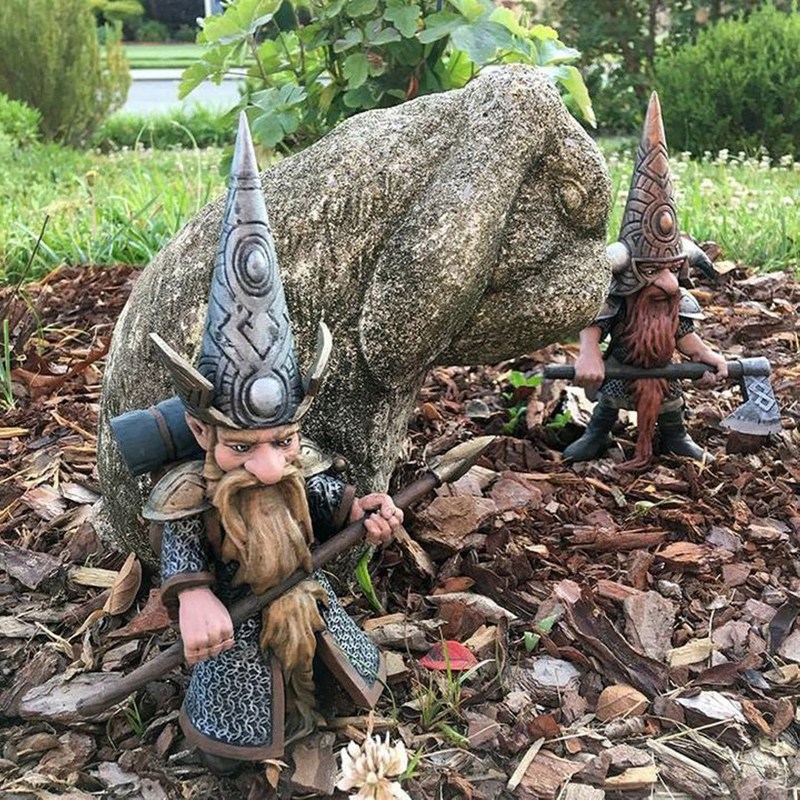 Gnome Knight In Full Armor Holding Sword Garden Gnome Warrior Garden, Outdoor Garden Statue