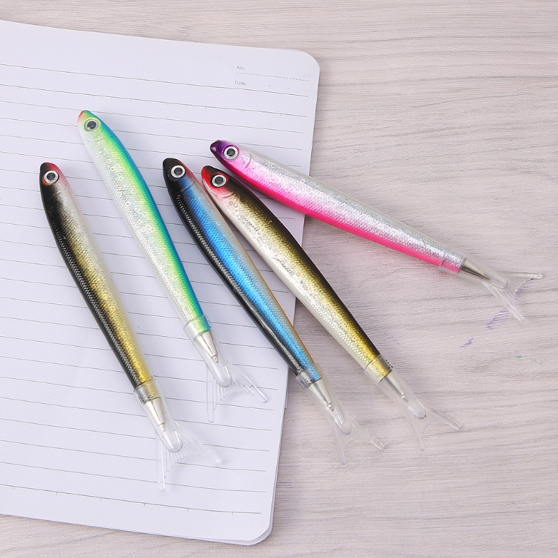 Cartoon balpen met pendop Visachtige schrijfpen Zwart/blauwe inkt Zakformaat voor gebruik in restaurants, kantoren en scholen