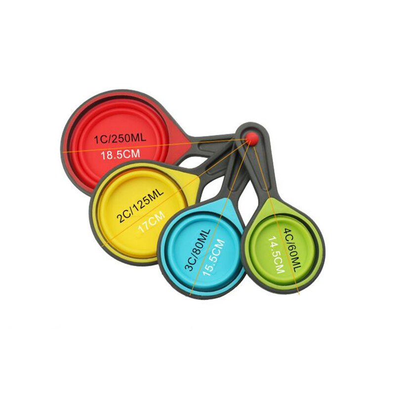 Maatlepels-Set Van 4 Rvs Siliconen Plastic: silicone 4 pc