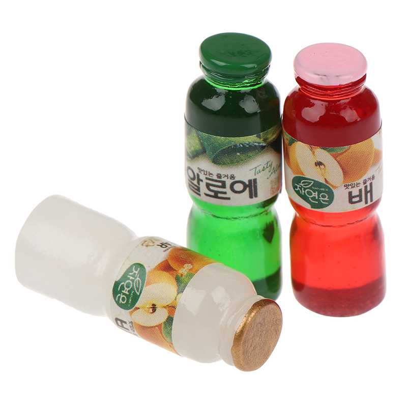 5Pcs Simulatie Voedsel Decoratie Hars Drinken Sap Fles Miniatuur Model Speelgoed Miniatuur Model Speelgoed Drink Fles Mini Voedsel Speelgoed