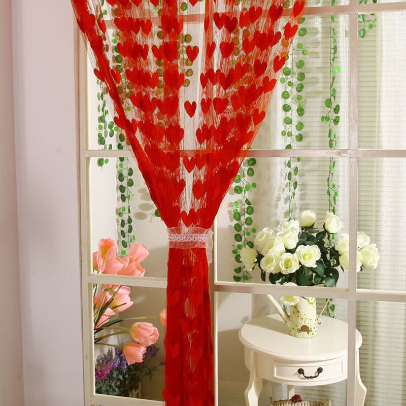 Goedkoopste String Gordijn voor Woonkamer Deur Kwastje Screen Room Divider Blind Venster Drape Hart Panel Chinese Gordijnen